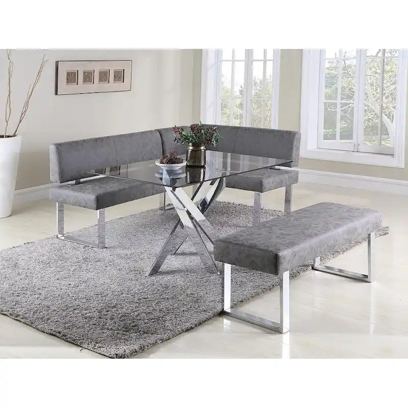 Angolo cottura reversibile grigio con gambe in acciaio inossidabile, set da 2