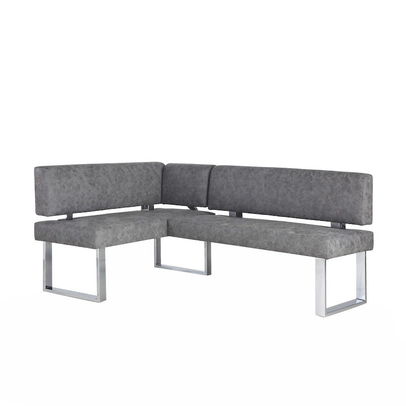 Angolo cottura reversibile grigio con gambe in acciaio inossidabile, set da 2