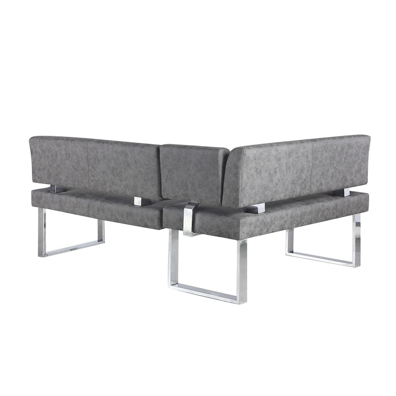 Angolo cottura reversibile grigio con gambe in acciaio inossidabile, set da 2