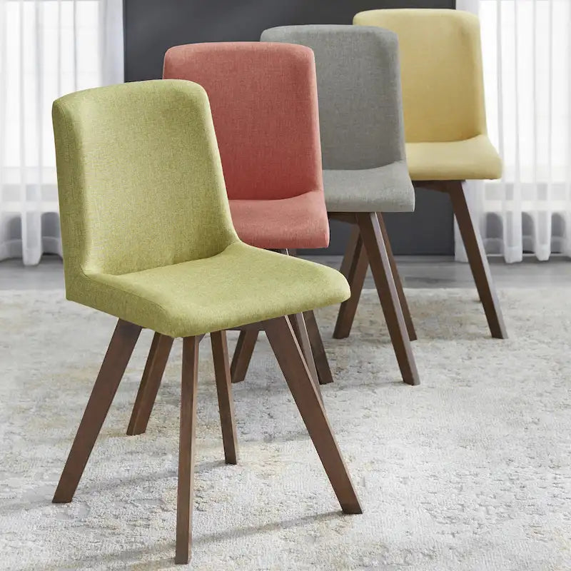 Sedie da pranzo Mid-Century, Lino Multicolore, Set da 4