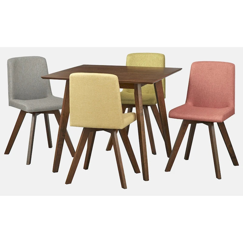 Sedie da pranzo Mid-Century, Lino Multicolore, Set da 4