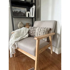 Poltrona Scandi da salotto, singola, color cachi/marrone giallastro/crema