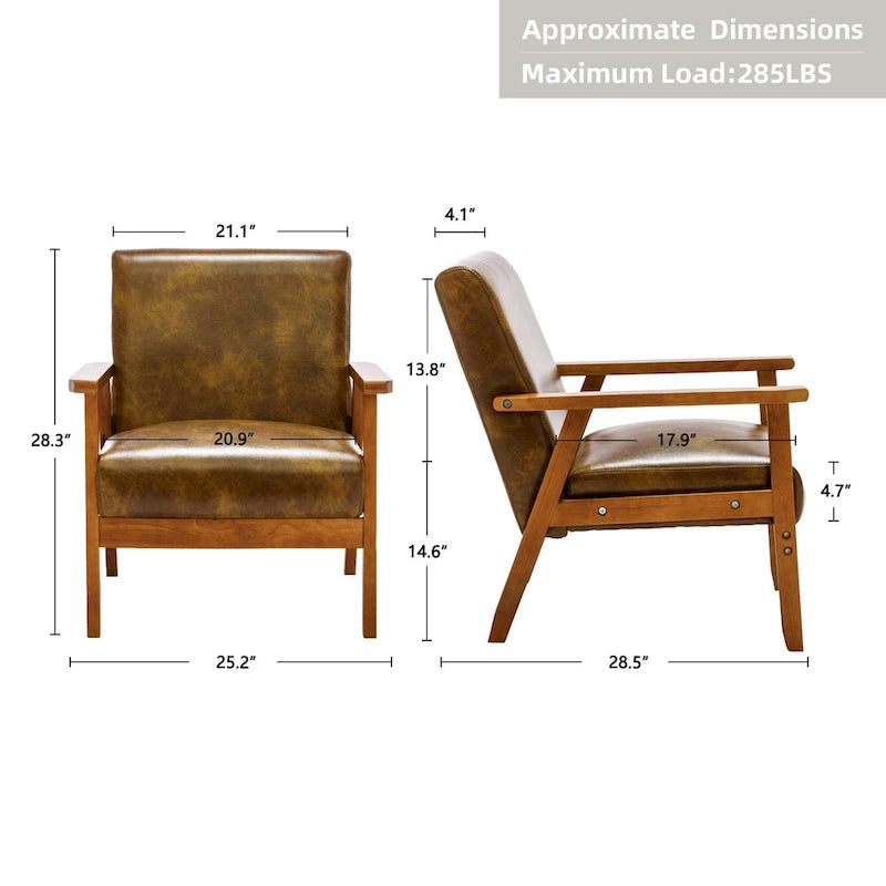 Poltrona Scandi da salotto, singola, color cachi/marrone giallastro/crema