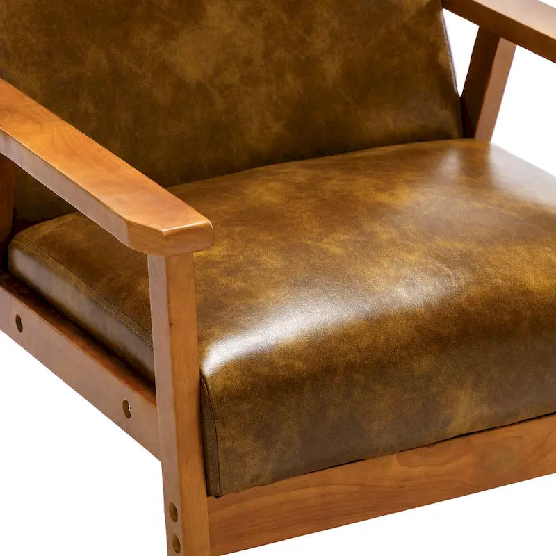 Poltrona Scandi da salotto, singola, color cachi/marrone giallastro/crema