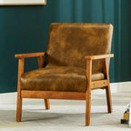 Poltrona Scandi da salotto, singola, color cachi/marrone giallastro/crema