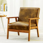 Poltrona Scandi da salotto, singola, color cachi/marrone giallastro/crema