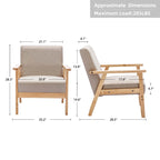 Poltrona Scandi da salotto, singola, color cachi/marrone giallastro/crema