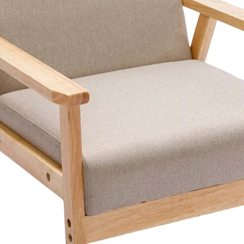 Poltrona Scandi da salotto, singola, color cachi/marrone giallastro/crema
