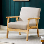 Poltrona Scandi da salotto, singola, color cachi/marrone giallastro/crema