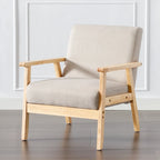 Poltrona Scandi da salotto, singola, color cachi/marrone giallastro/crema