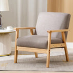Poltrona Scandi da salotto, singola, color cachi/marrone giallastro/crema