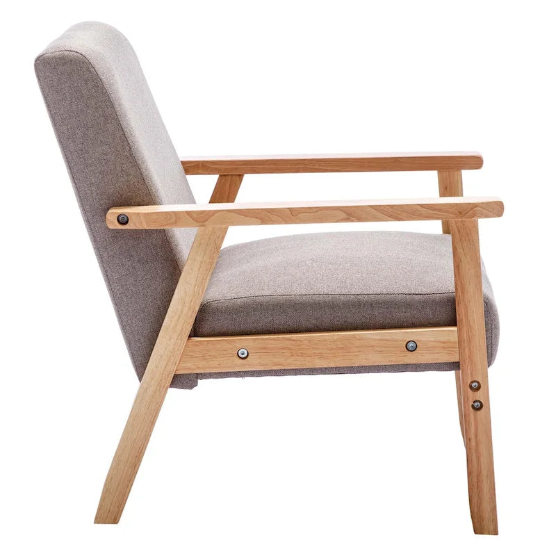 Poltrona Scandi da salotto, singola, color cachi/marrone giallastro/crema