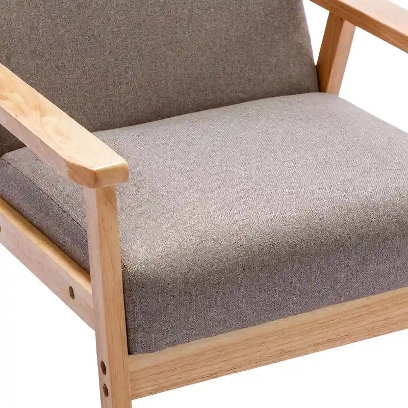 Poltrona Scandi da salotto, singola, color cachi/marrone giallastro/crema