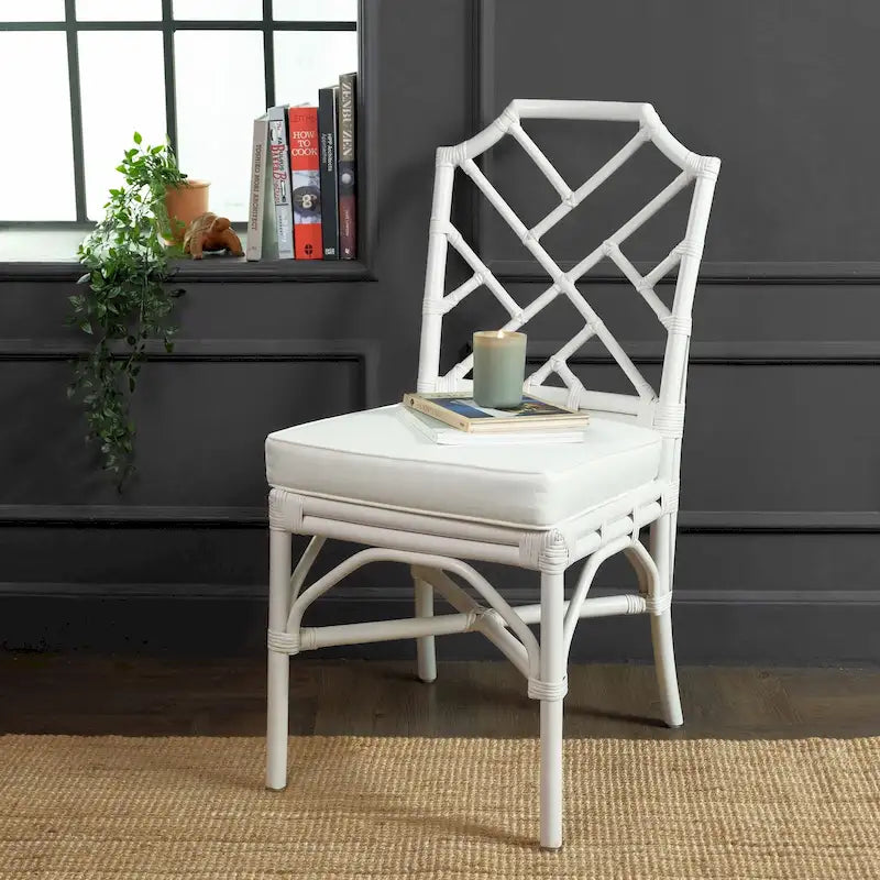 Sedia da pranzo in rattan bianco / marrone / naturale, set da 2