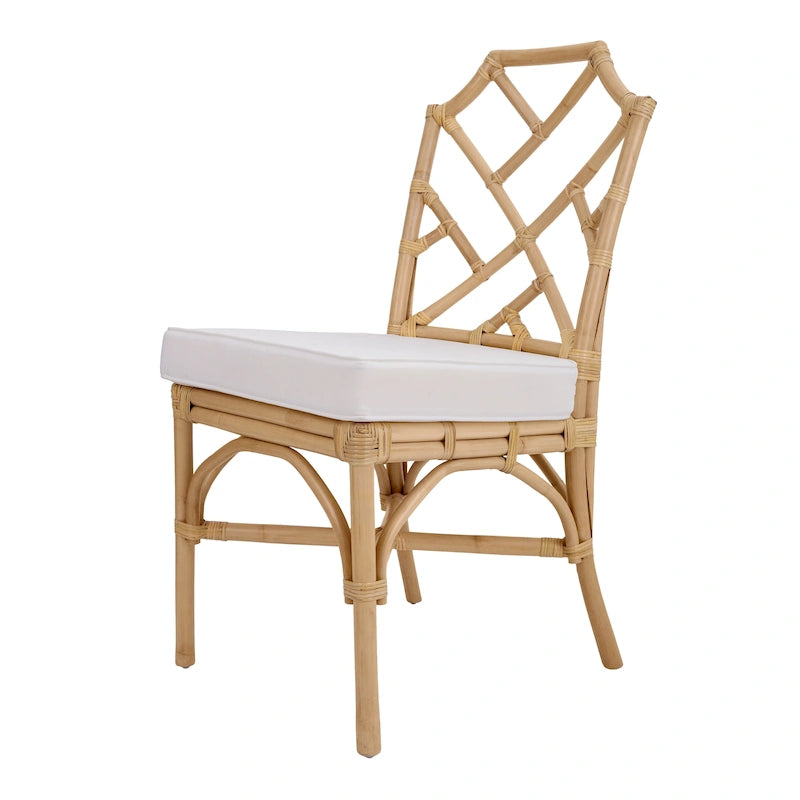 Sedia da pranzo in rattan bianco / marrone / naturale, set da 2