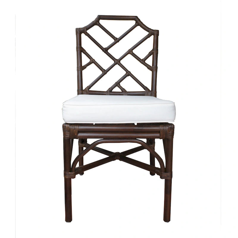 Sedia da pranzo in rattan bianco / marrone / naturale, set da 2