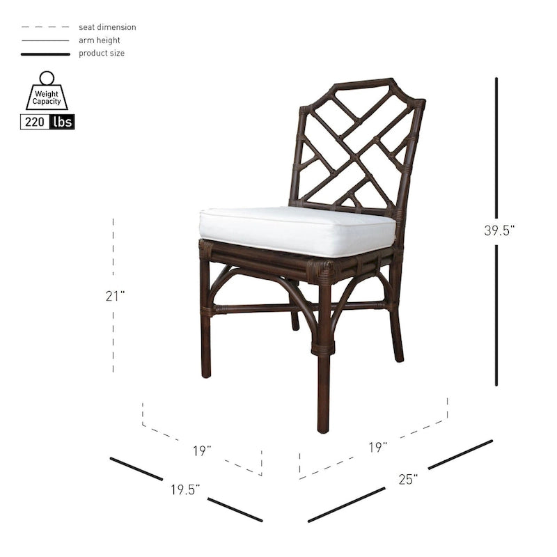 Sedia da pranzo in rattan bianco / marrone / naturale, set da 2
