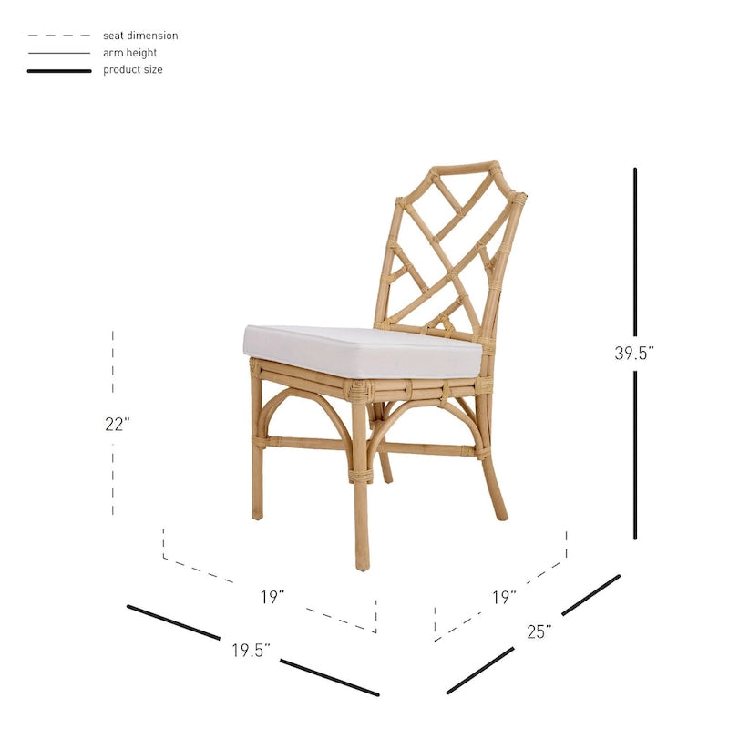 Sedia da pranzo in rattan bianco / marrone / naturale, set da 2