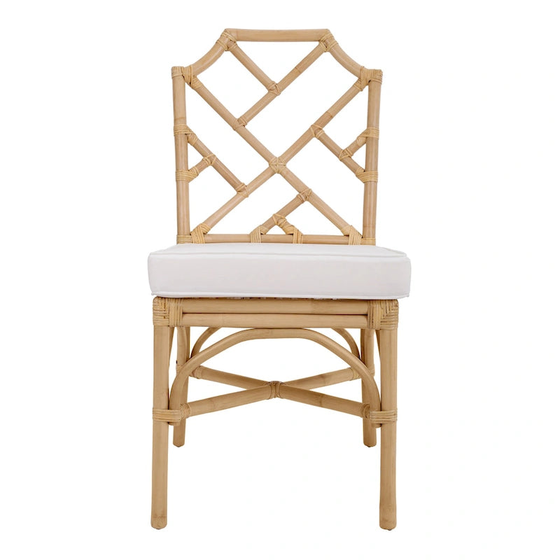 Sedia da pranzo in rattan bianco / marrone / naturale, set da 2
