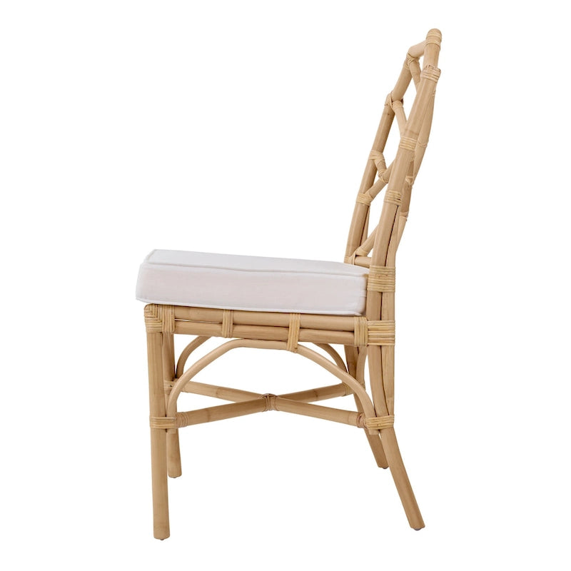 Sedia da pranzo in rattan bianco / marrone / naturale, set da 2