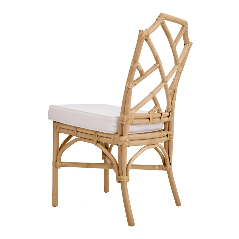Sedia da pranzo in rattan bianco / marrone / naturale, set da 2