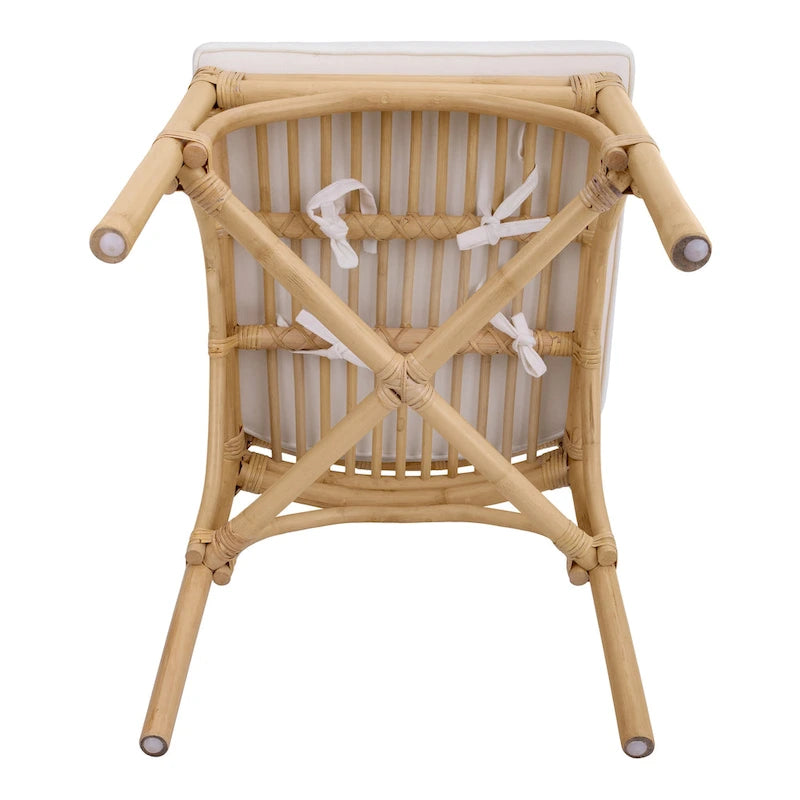 Sedia da pranzo in rattan bianco / marrone / naturale, set da 2