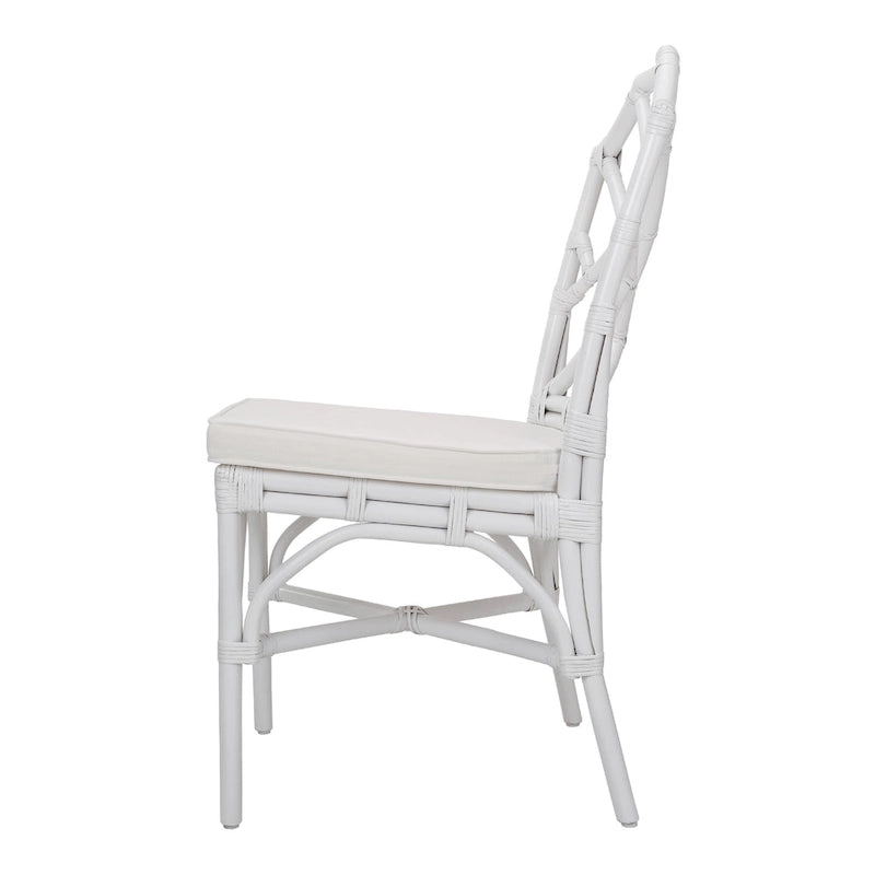 Sedia da pranzo in rattan bianco / marrone / naturale, set da 2