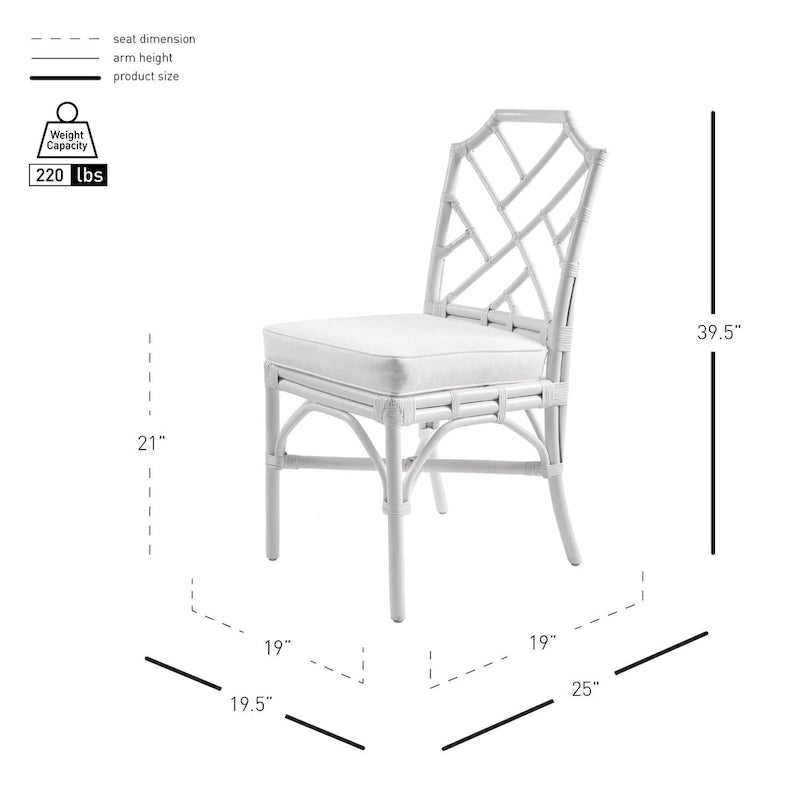 Sedia da pranzo in rattan bianco / marrone / naturale, set da 2