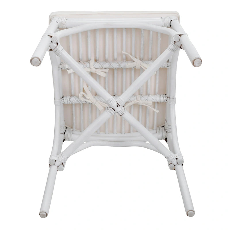 Sedia da pranzo in rattan bianco / marrone / naturale, set da 2