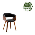 Sedia da pranzo di metà secolo bianca/marrone/nera, pelle PU, gambe in noce, singola