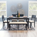 Sedia da pranzo laterale Boho Grigio Carbone Scuro/Beige e Grigio Lavato/Grigio, set da 2