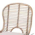 Set di 2 sedie da pranzo in rattan e metallo, stile bohémien, nero/grigio slavato