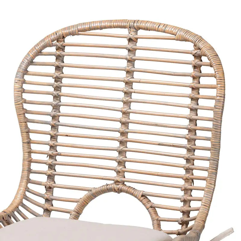 Set di 2 sedie da pranzo in rattan e metallo, stile bohémien, nero/grigio slavato