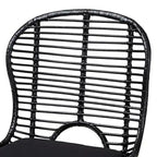 Set di 2 sedie da pranzo in rattan e metallo, stile bohémien, nero/grigio slavato
