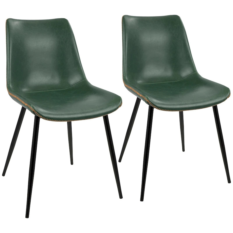 Sedia da pranzo in similpelle industriale verde / blu / grigio / cognac – Set di 2