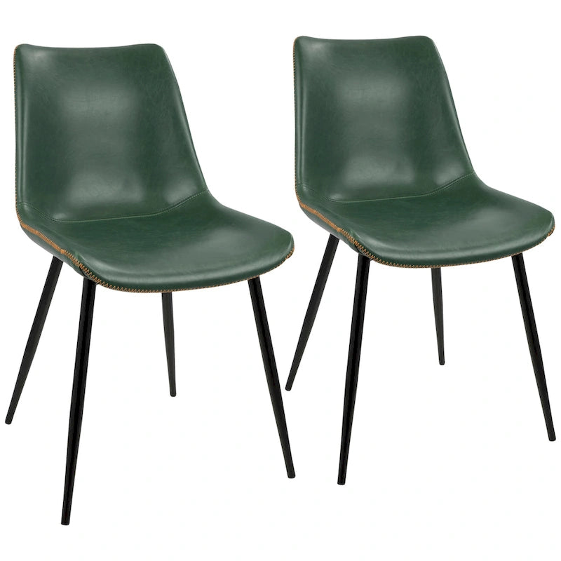 Sedia da pranzo in similpelle industriale verde / blu / grigio / cognac – Set di 2