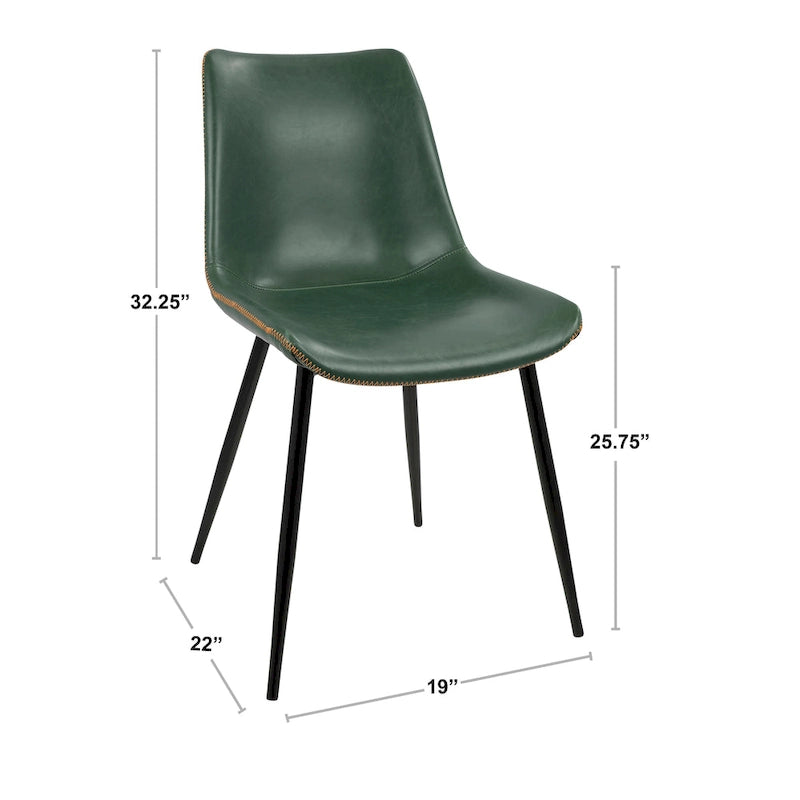 Sedia da pranzo in similpelle industriale verde / blu / grigio / cognac – Set di 2