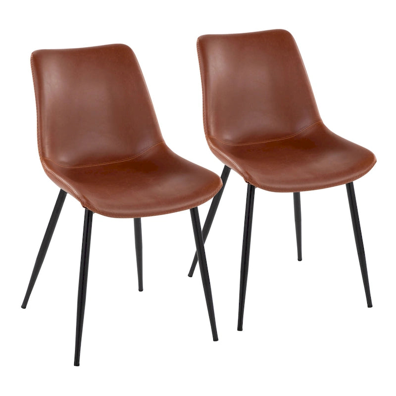 Sedia da pranzo in similpelle industriale verde / blu / grigio / cognac – Set di 2