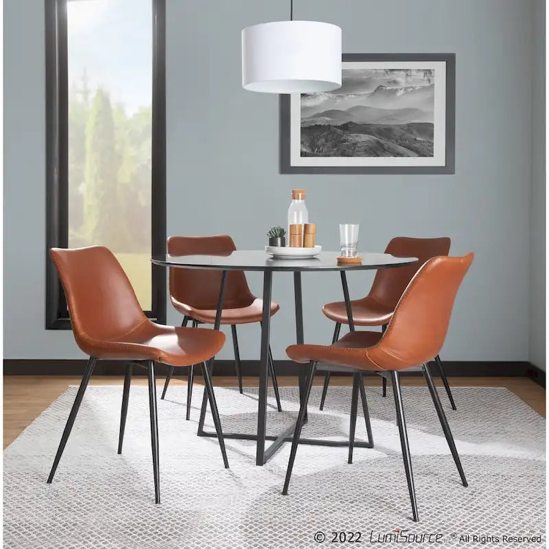 Sedia da pranzo in similpelle industriale verde / blu / grigio / cognac – Set di 2