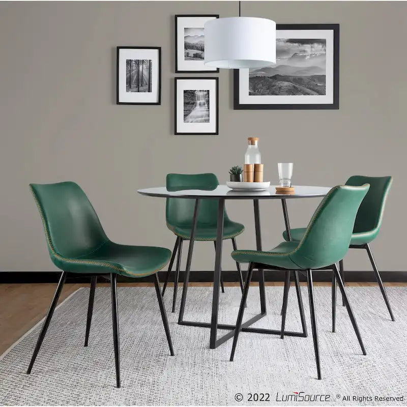 Sedia da pranzo in similpelle industriale verde / blu / grigio / cognac – Set di 2