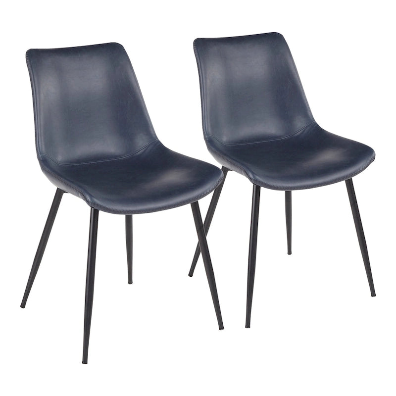 Sedia da pranzo in similpelle industriale verde / blu / grigio / cognac – Set di 2