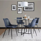Sedia da pranzo in similpelle industriale verde / blu / grigio / cognac – Set di 2