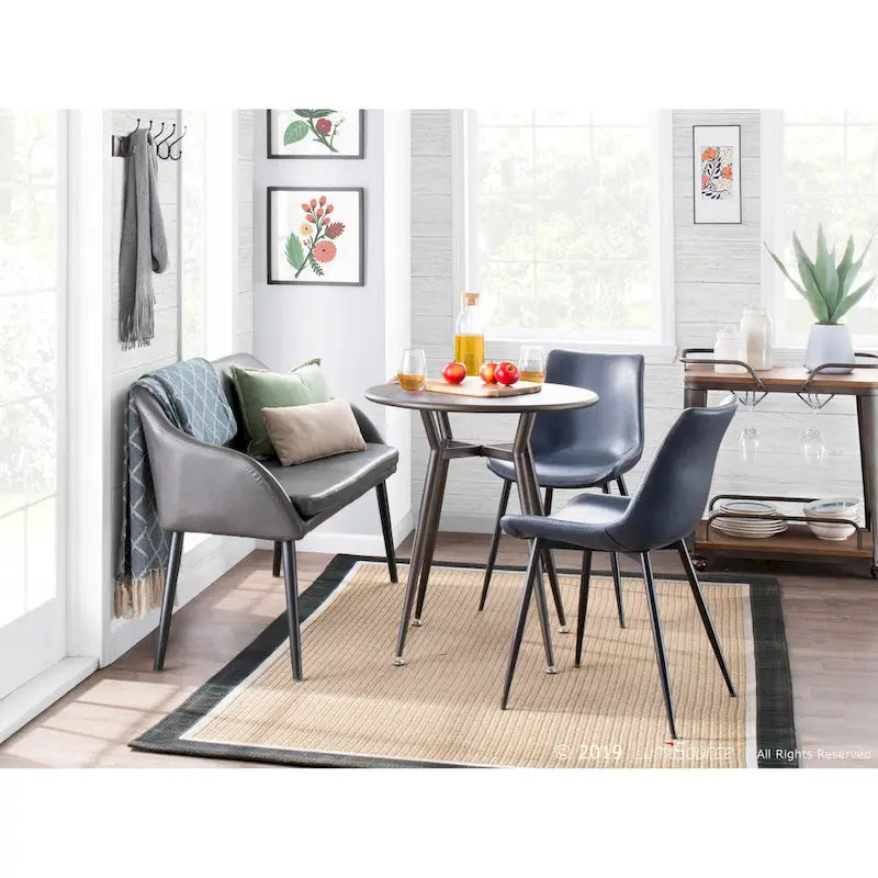 Sedia da pranzo in similpelle industriale verde / blu / grigio / cognac – Set di 2