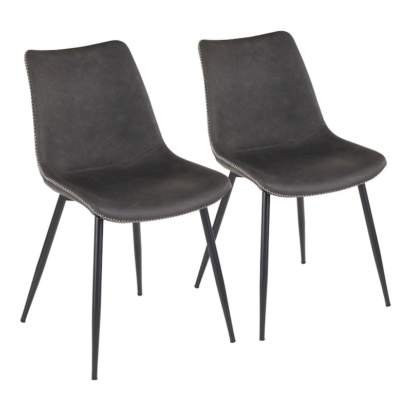 Sedia da pranzo in similpelle industriale verde / blu / grigio / cognac – Set di 2