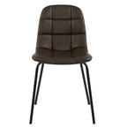 Sedia da pranzo in pelle PU con gambe in metallo nero, set da 2 – Marrone scuro / Grigio / Caramello
