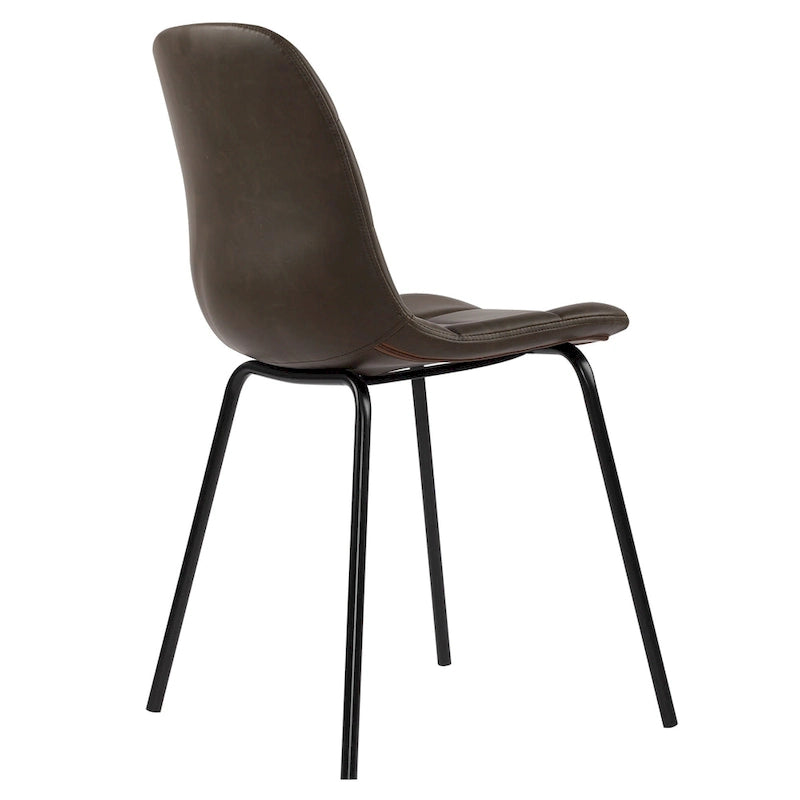 Sedia da pranzo in pelle PU con gambe in metallo nero, set da 2 – Marrone scuro / Grigio / Caramello