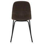 Sedia da pranzo in pelle PU con gambe in metallo nero, set da 2 – Marrone scuro / Grigio / Caramello