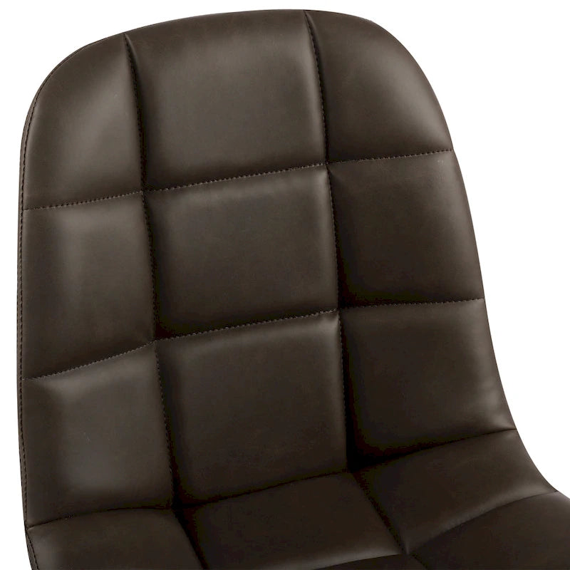 Sedia da pranzo in pelle PU con gambe in metallo nero, set da 2 – Marrone scuro / Grigio / Caramello