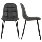 Sedia da pranzo in pelle PU con gambe in metallo nero, set da 2 – Marrone scuro / Grigio / Caramello