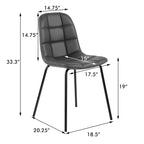 Sedia da pranzo in pelle PU con gambe in metallo nero, set da 2 – Marrone scuro / Grigio / Caramello